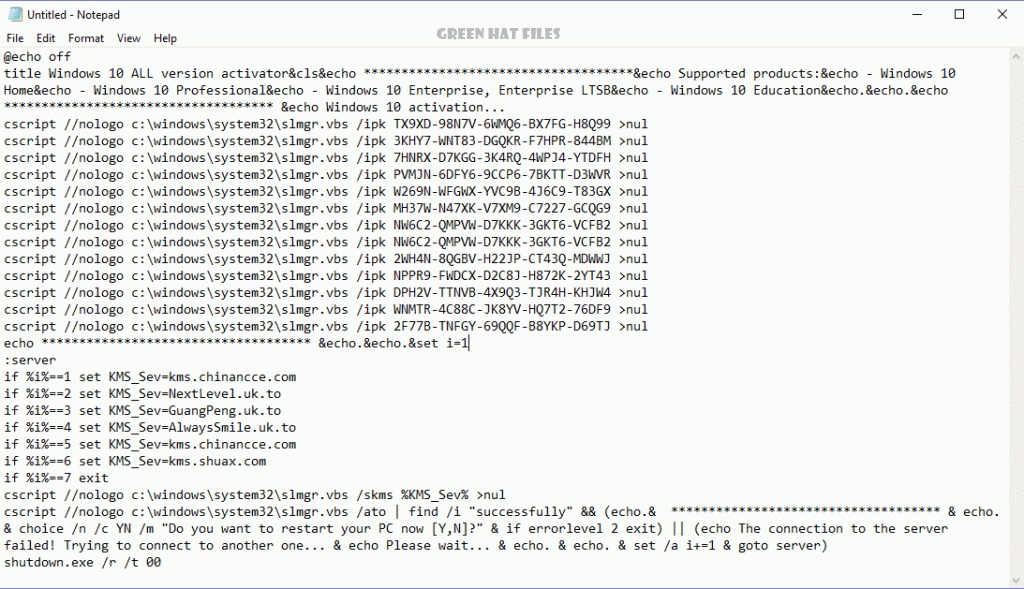 Activating Windows 10 Using The Batch File Technique