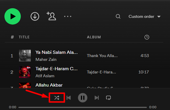 How to Enable Spotify Shuffle Mode Step 3